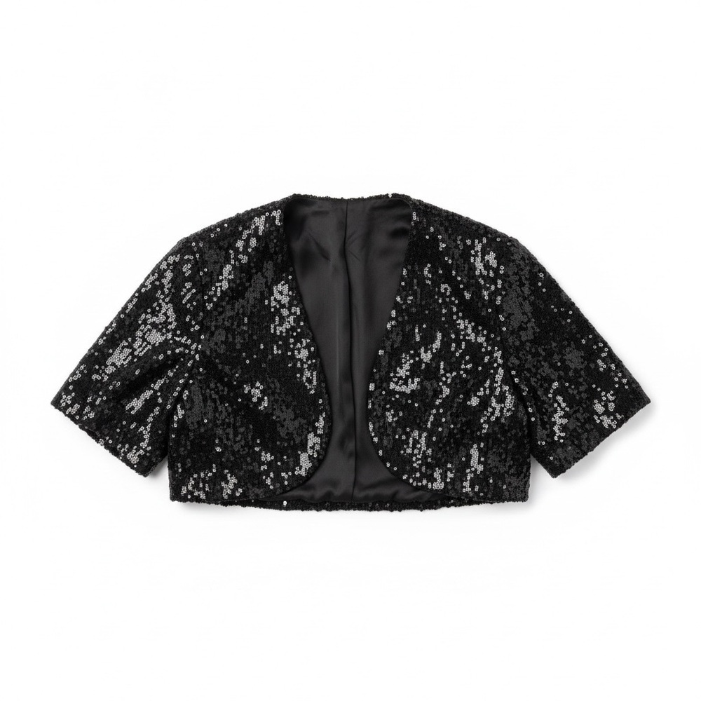 Black Sequin cropped Bolero Jacket size M